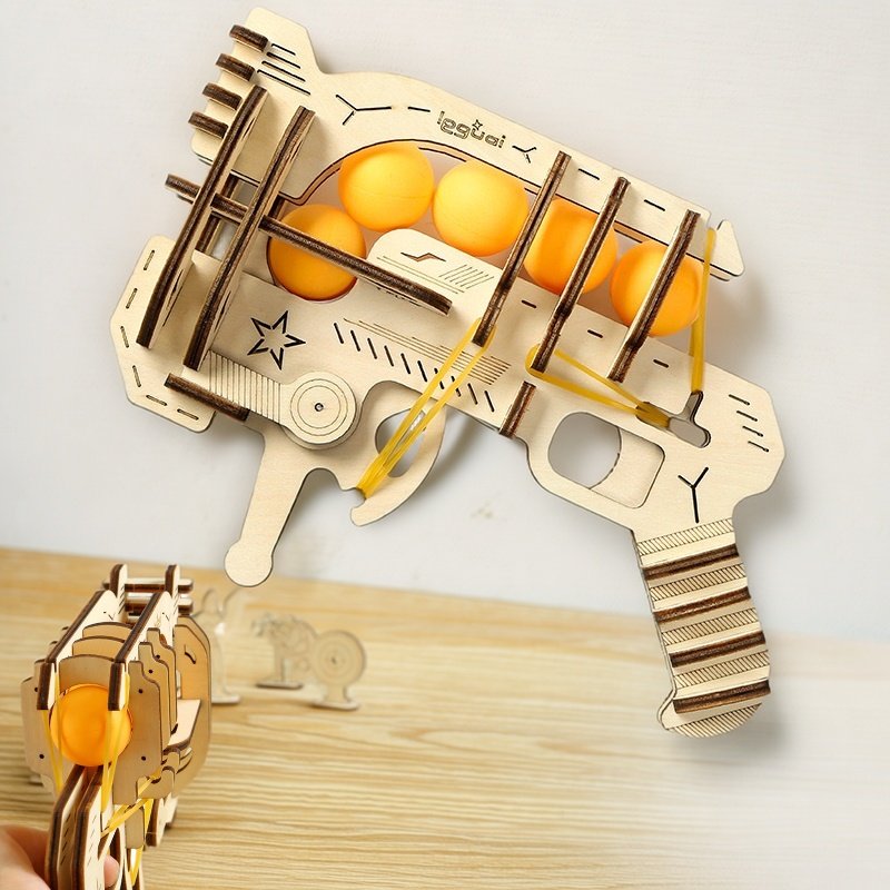 Table Tennis Market - Wooden DIY Assembled Rubber Band Gun