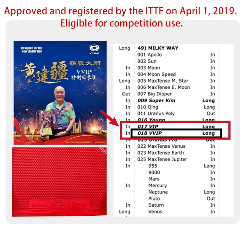 YINHE Huang Jianjiang  VVIP Ta - Table Tennis Market review and price